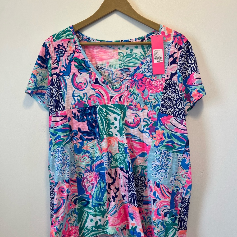 NWT Lilly Pulitzer Pink and Blue Patterned Top